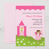 Princess Birthday Party Invitation Kaart (Voorkant / Achterkant)