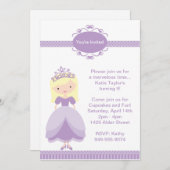 Princess Birthday Party Invitation Kaart (Voorkant / Achterkant)