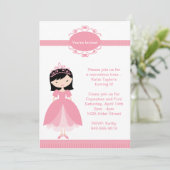 Princess Birthday Party Invitation Kaart (Staand voorkant)