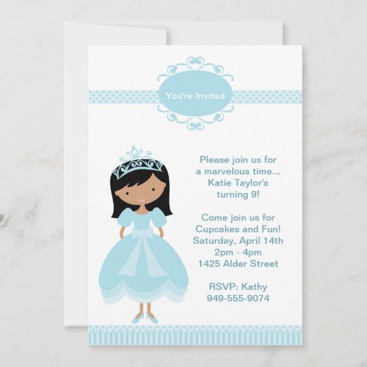 Princess Birthday Party Invitation Kaart (Voorkant)
