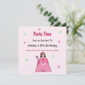 Princess Birthday Party Invitation Kaart (Staand voorkant)