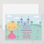 Princess Birthday Party Invitation Kaart (Voorkant / Achterkant)