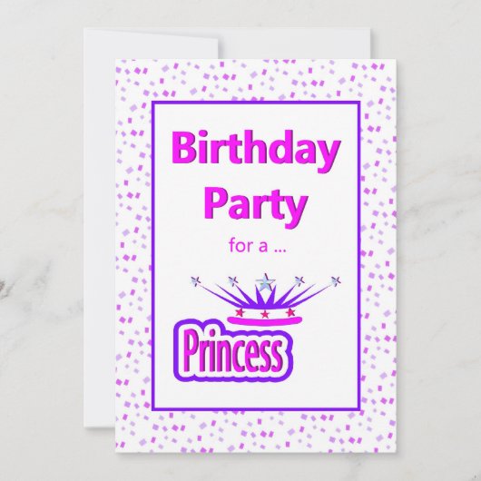 Princess Birthday Party Invitation Kaart (Voorkant)