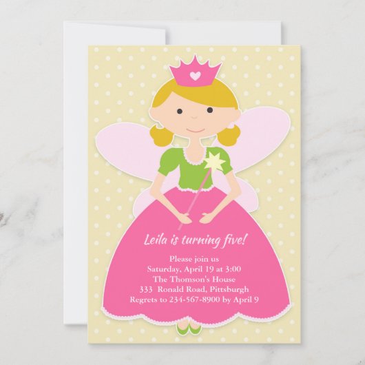 Princess Birthday Party Invitation Kaart (Voorkant)