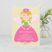 Princess Birthday Party Invitation Kaart (Staand voorkant)