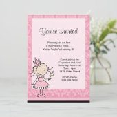 Princess Birthday Party Invitation Kaart (Staand voorkant)