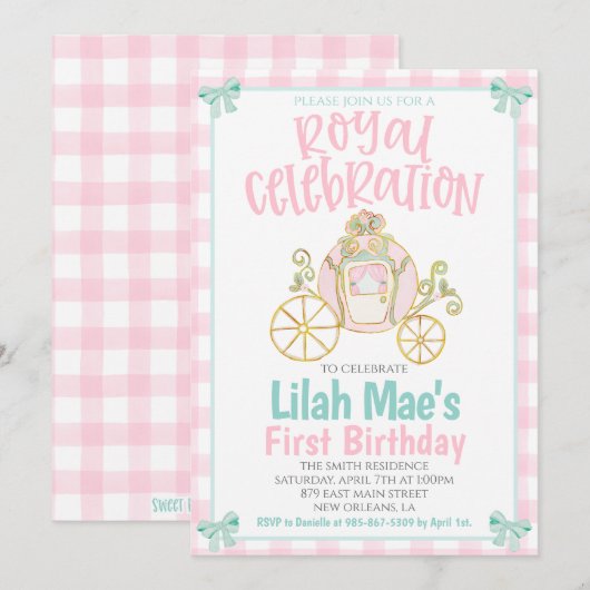 Princess Birthday Party Invitation Kaart (Voorkant / Achterkant)