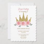 Princess Birthday Party Invitation Kaart (Voorkant)