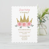 Princess Birthday Party Invitation Kaart (Staand voorkant)