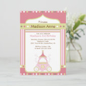 Princess Birthday Party Invitation - Roze Carriage Kaart (Staand voorkant)