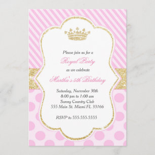 Princess Birthday Party Invitation roze Gold Kaart