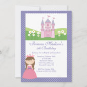 Princess Birthday Party Invitation roze Paars Kaart (Voorkant)