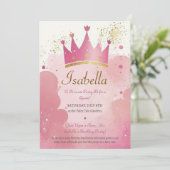 Princess Birthday Party Invitation Sjabloon Kaart (Staand voorkant)