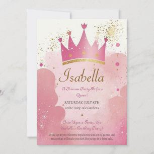 Princess Birthday Party Invitation Sjabloon Kaart
