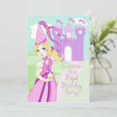 Princess Birthday Party Invite Kaart (Staand voorkant)