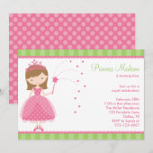 Princess Birthday Party Kaart (Voorkant / Achterkant)
