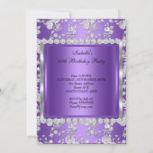 Princess Birthday Party Paars Silver Tiara Kaart (Achterkant)