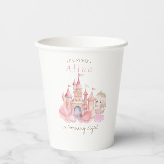 Princess Birthday Party Papieren Bekers (Voorkant)