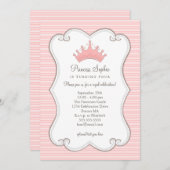 Princess Birthday Party Pink Crown Invitation Kaart (Voorkant / Achterkant)