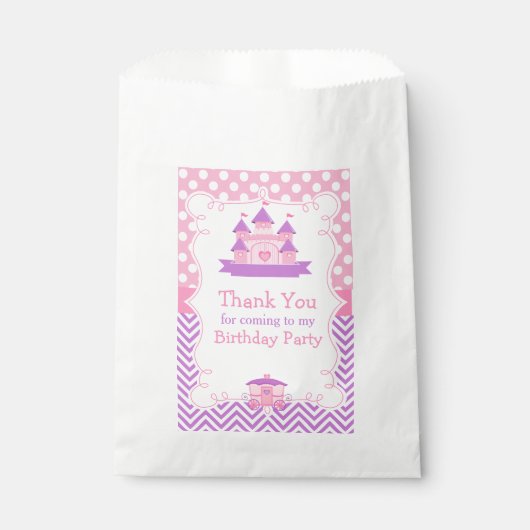 Princess Birthday Party Pink en Paars Bedankzakje (Voorkant)