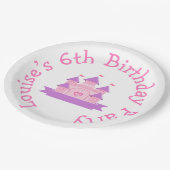 Princess Birthday Party Pink en Paars Papieren Bordje (Gekanteld)