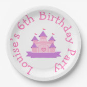 Princess Birthday Party Pink en Paars Papieren Bordje (Voorkant)
