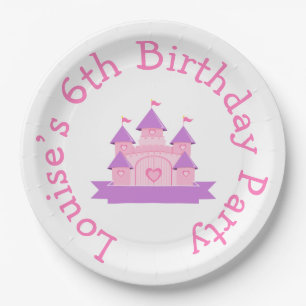 Princess Birthday Party Pink en Paars Papieren Bordje