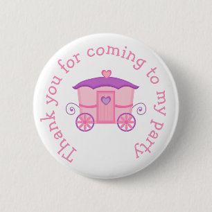 Princess Birthday Party Pink en Paars Ronde Button 5,7 Cm