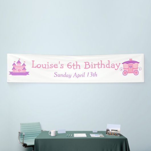 Princess Birthday Party Pink en Paars Spandoek (Beurs)