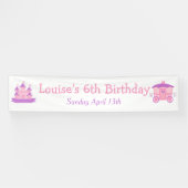 Princess Birthday Party Pink en Paars Spandoek (Horizontaal)