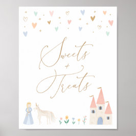 Princess Birthday Party Sweets and Treons Sign Poster