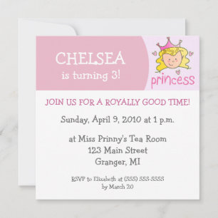 Princess Birthday Party - uitnodigingen - Blonde