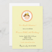 Princess- Birthday party-uitnodigingen(geel) Kaart (Voorkant / Achterkant)
