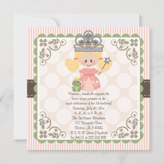 Princess Birthday Photo Invitations Blonde Kaart (Voorkant)