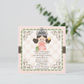 Princess Birthday Photo Invitations Card Brunette Kaart (Staand voorkant)