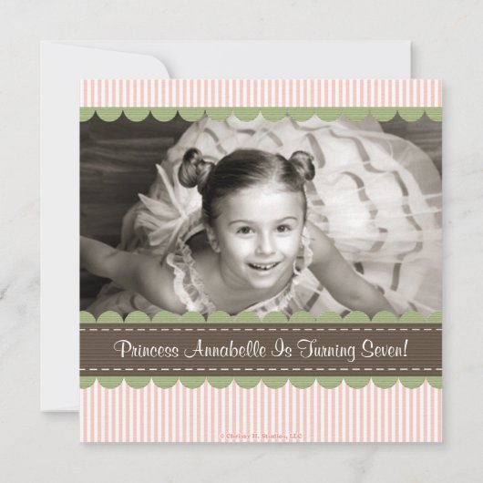 Princess Birthday Photo Invitations Card Brunette Kaart (Achterkant)