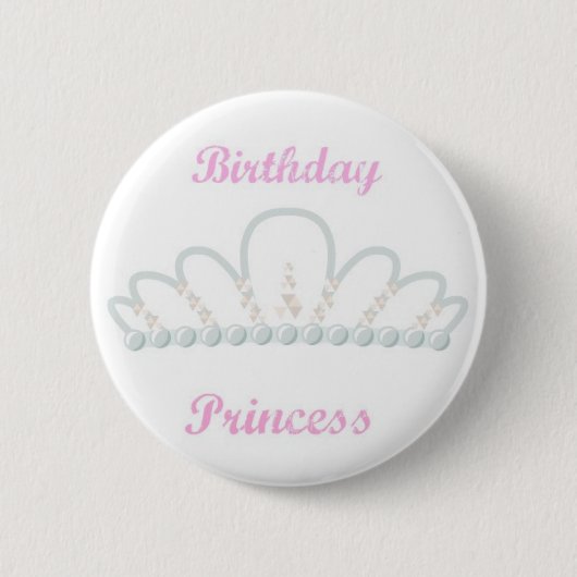 Princess Birthday Pin Ronde Button 5,7 Cm (Voorkant)