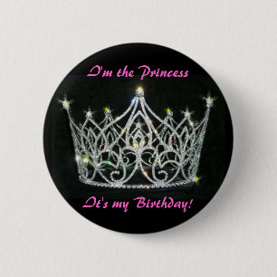 PRINCESS BIRTHDAY PIN RONDE BUTTON 5,7 CM