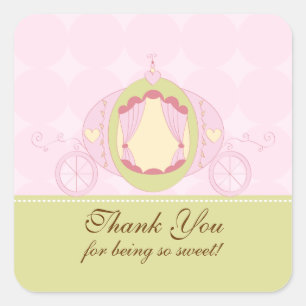 Princess Birthday Square Sticker Bedankt