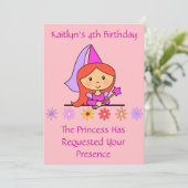Princess Birthday Uitnodiging (Staand voorkant)