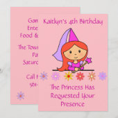 Princess Birthday Uitnodiging (Voorkant / Achterkant)