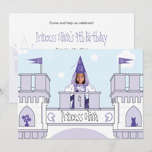 Princess Birthday Uitnodiging (Voorkant / Achterkant)