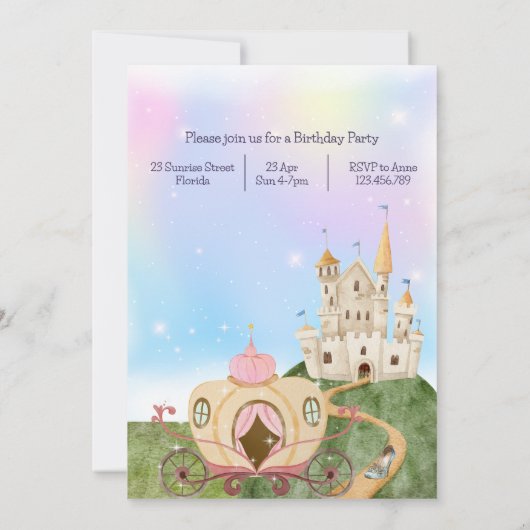 Princess Birthday Uitnodiging (Achterkant)