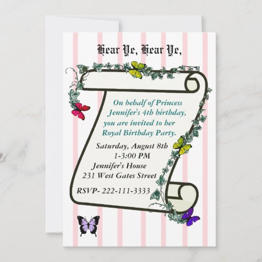 Princess Birthday Uitnodiging (Voorkant)