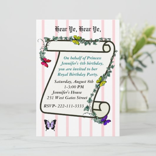 Princess Birthday Uitnodiging (Staand voorkant)