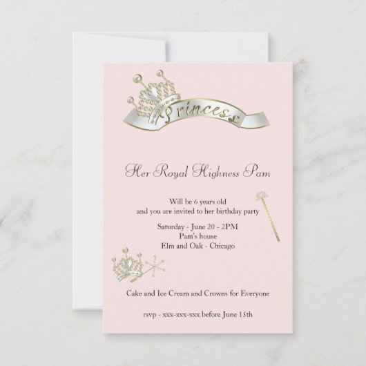 Princess Birthday Uitnodiging (Voorkant)