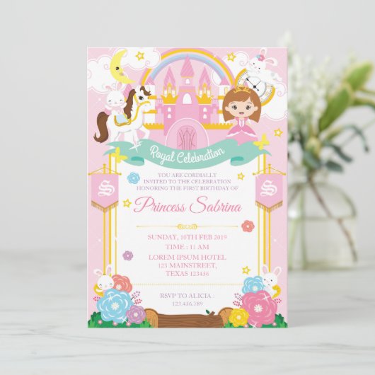 Princess Birthday Uitnodiging (Staand voorkant)