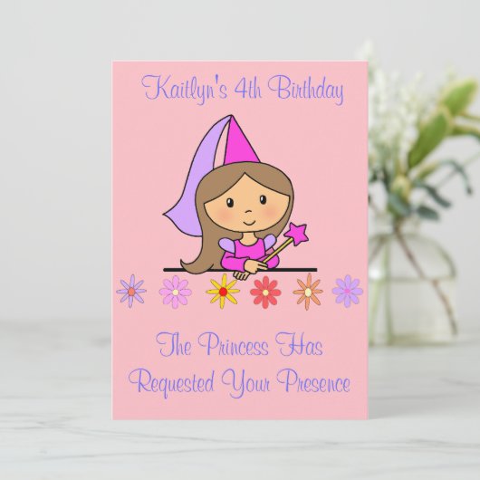 Princess Birthday Uitnodiging (Staand voorkant)