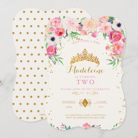 Princess Birthday Uitnodiging (Voorkant / Achterkant)