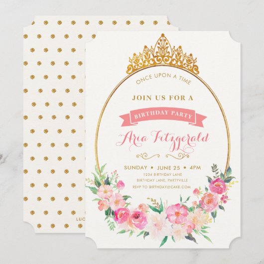 Princess Birthday Uitnodiging (Voorkant / Achterkant)